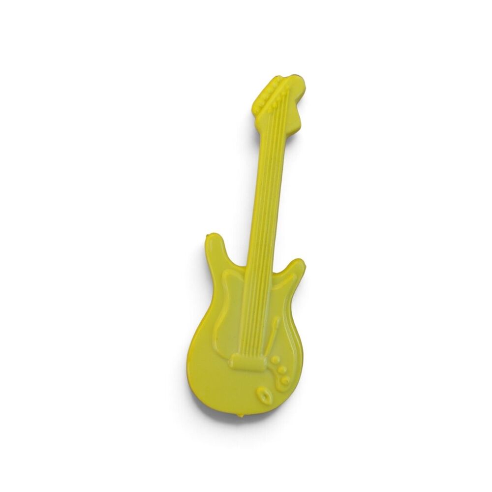 Vintage 80s Guitar Brooch Neon Yellow Plastic Taiwan Pop Art